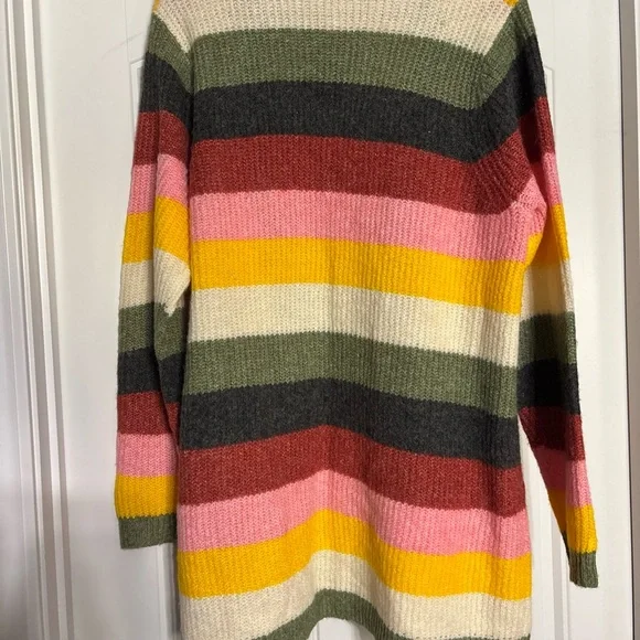 Torrid NWT Mulitcolor Striped Rainbow Cardigan Open Sweater 0 Large 12 - Picture 2 of 3